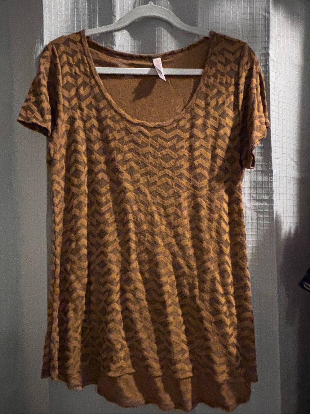 LuLaRoe Brown Geometric Scoop Neck Tunic